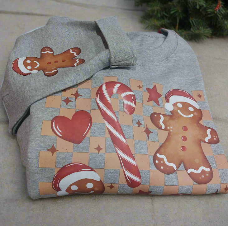 Christmas Gingerbread cookie crew neck sweater