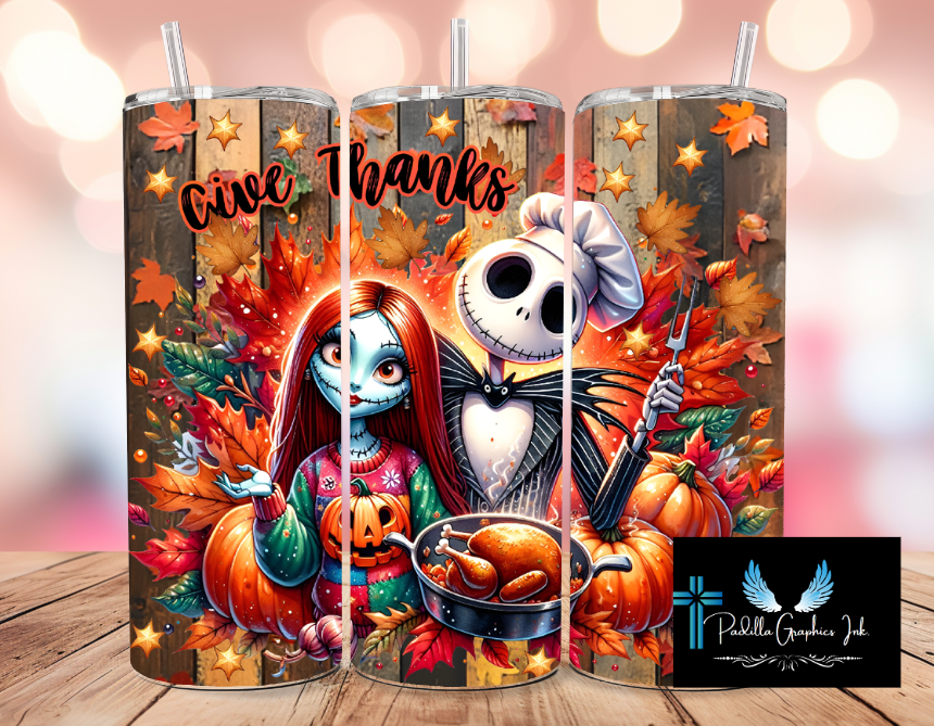 Thanksgiving Jack &Sally 20oz tumbler