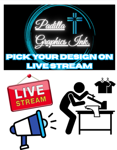 Custom T-shirt select clothing & design on live stream