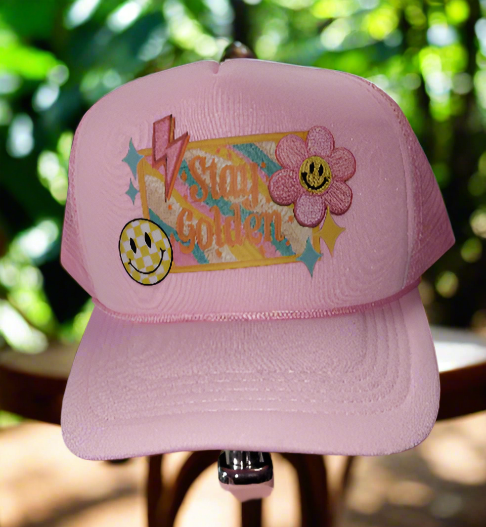 STAY GOLDEN ADJUSTIBLE CUSTUM TRUCKER HAT