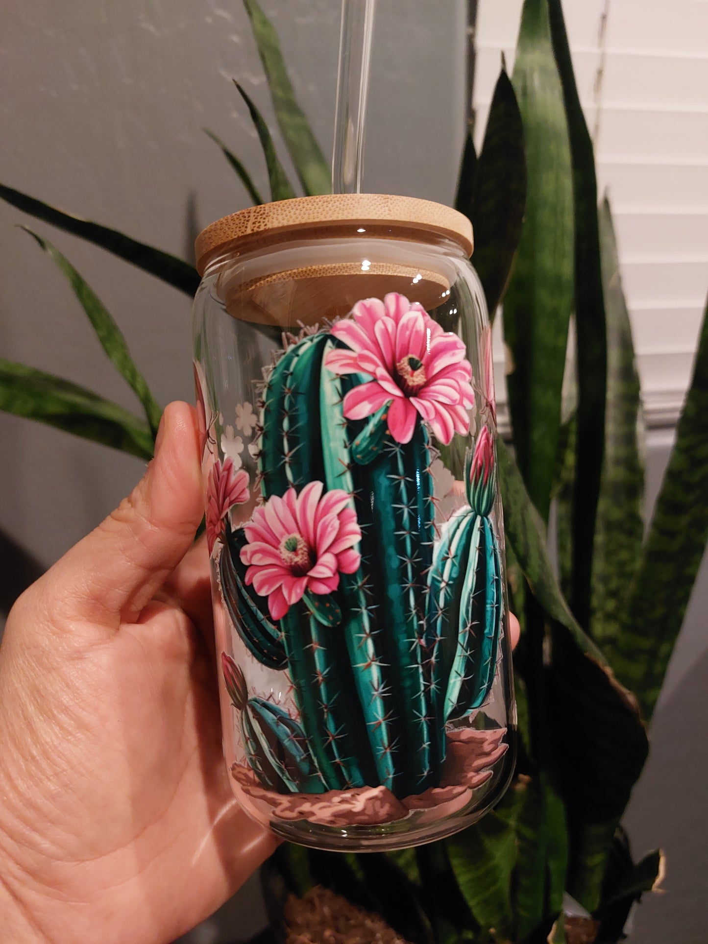 Cactus Glass Tumbler 12oz