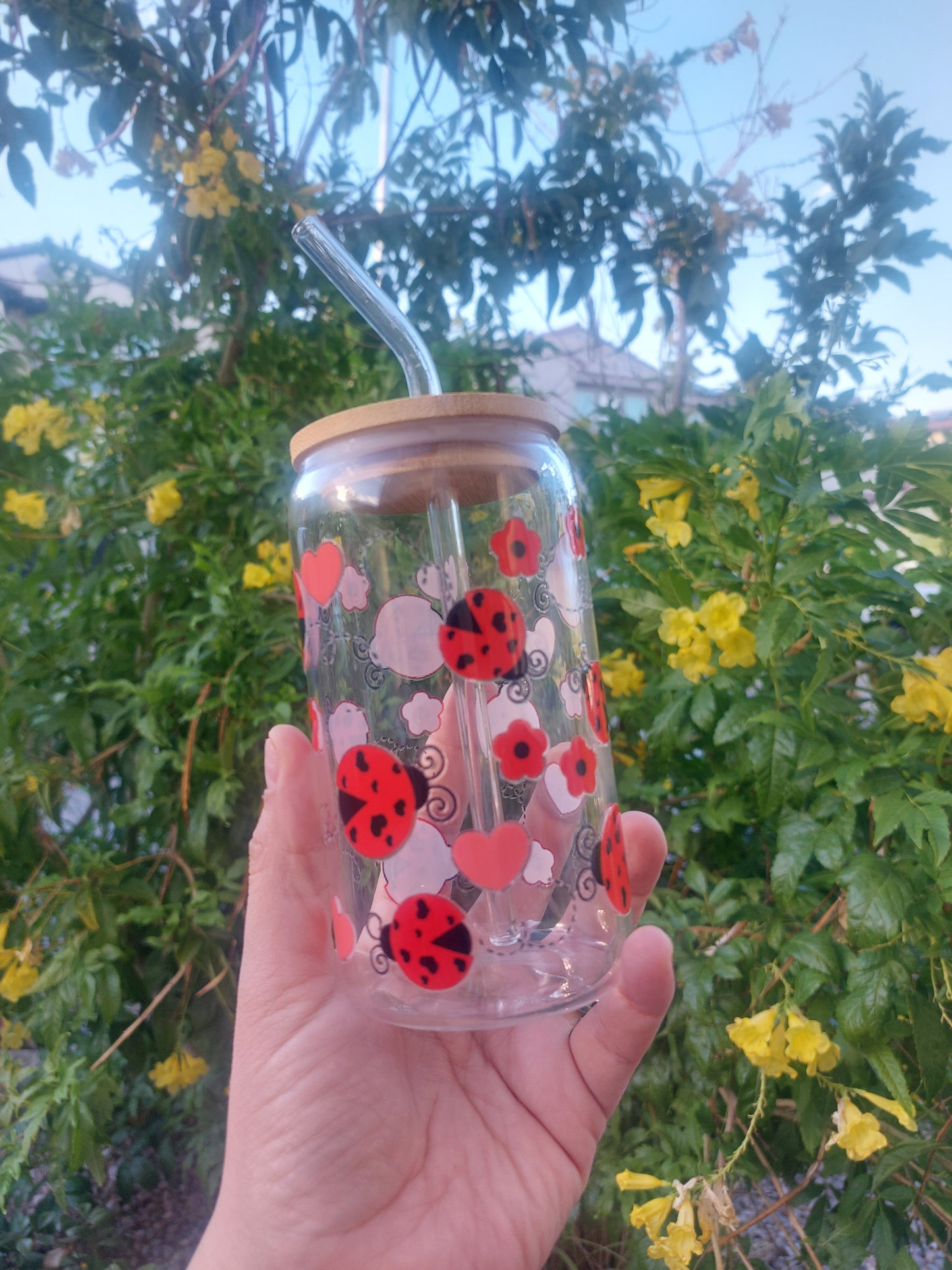 Ladybug Glass Tumbler 12oz