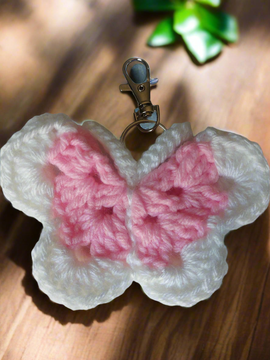 CROCHET BUTTERFLY HAND MADE KEYCHAIN