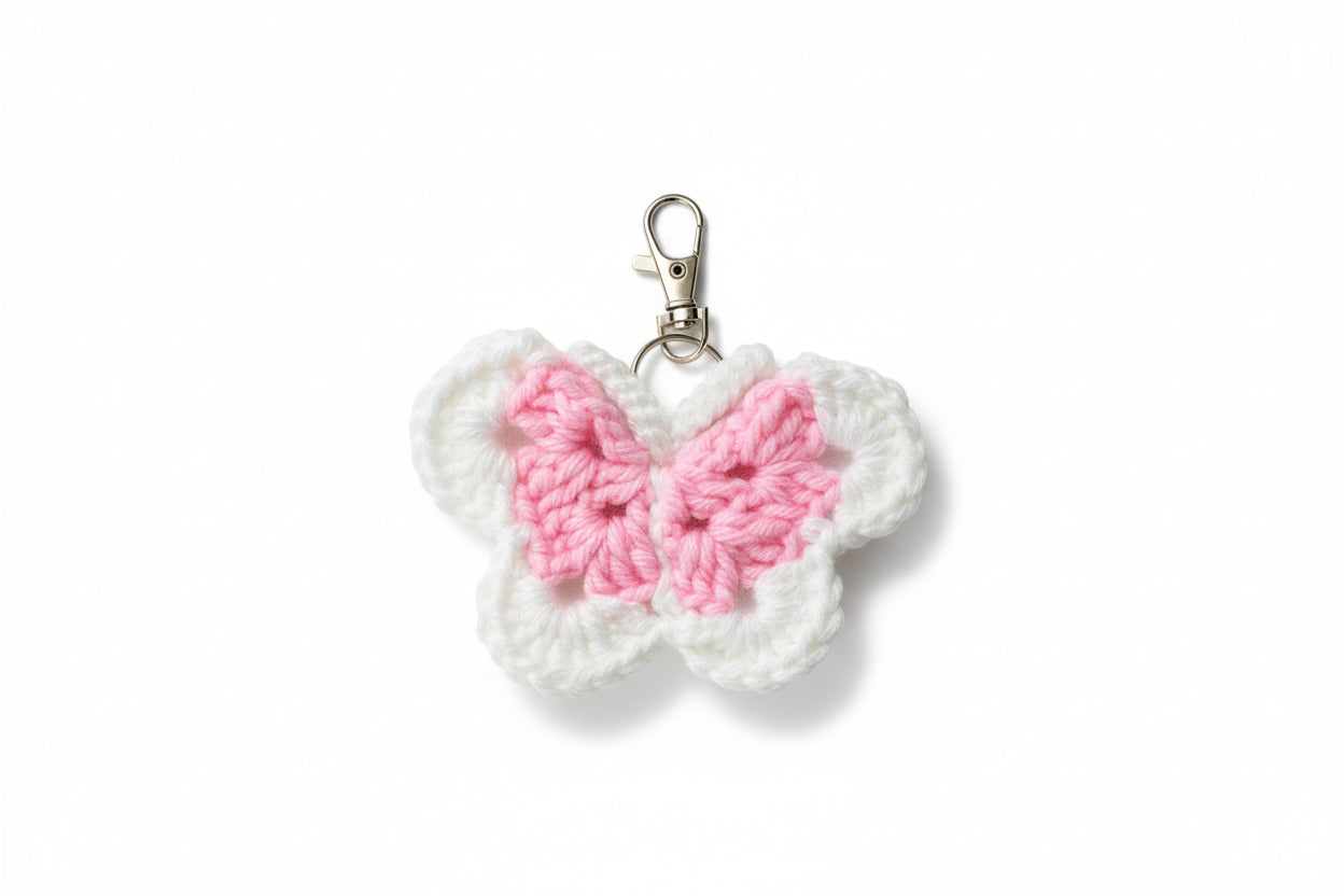 CROCHET BUTTERFLY HAND MADE KEYCHAIN
