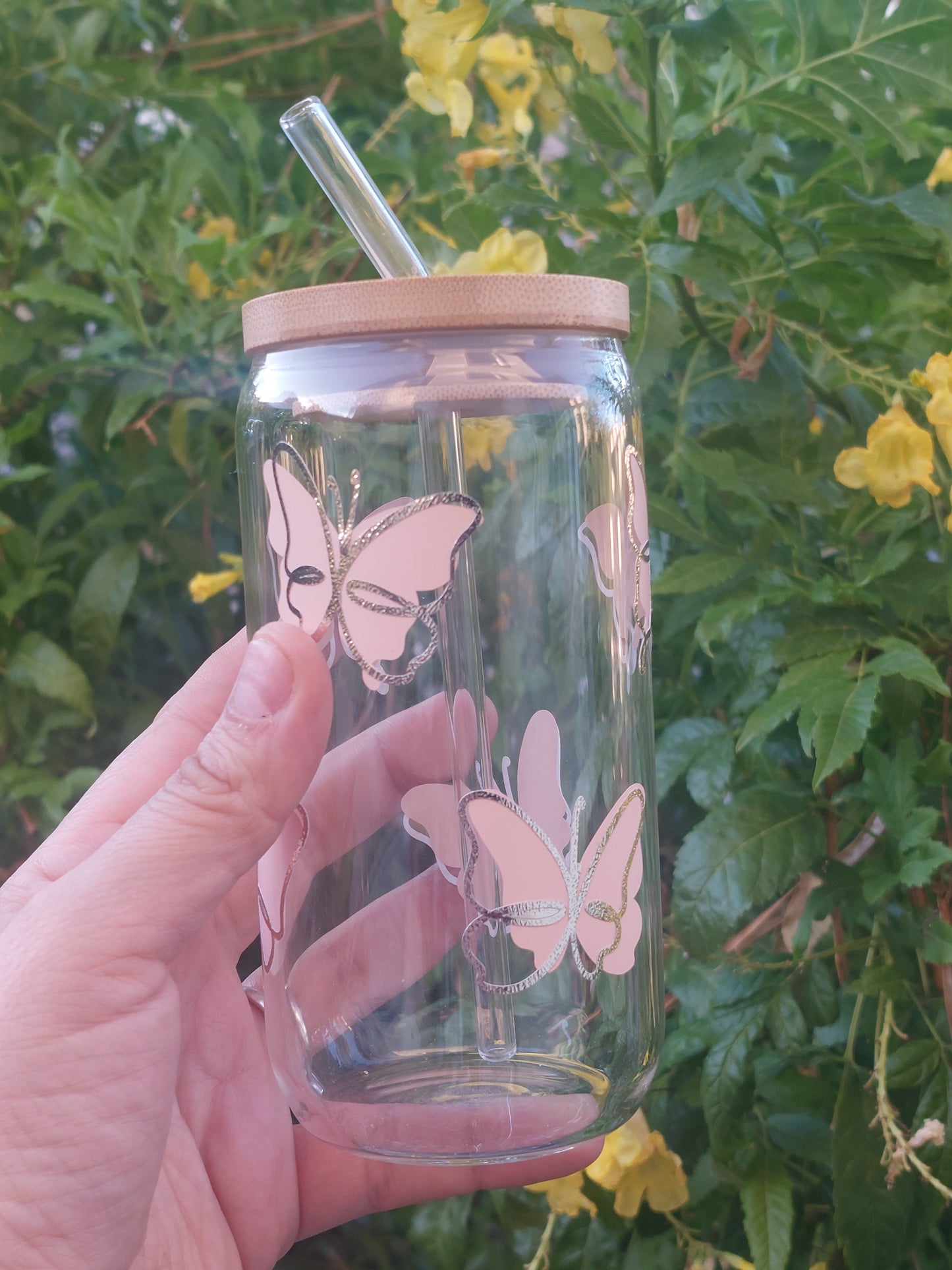 Butterflies Glass Tumbler 12oz