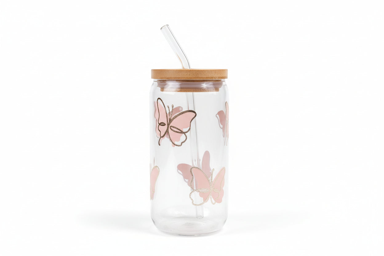 Butterflies Glass Tumbler 12oz