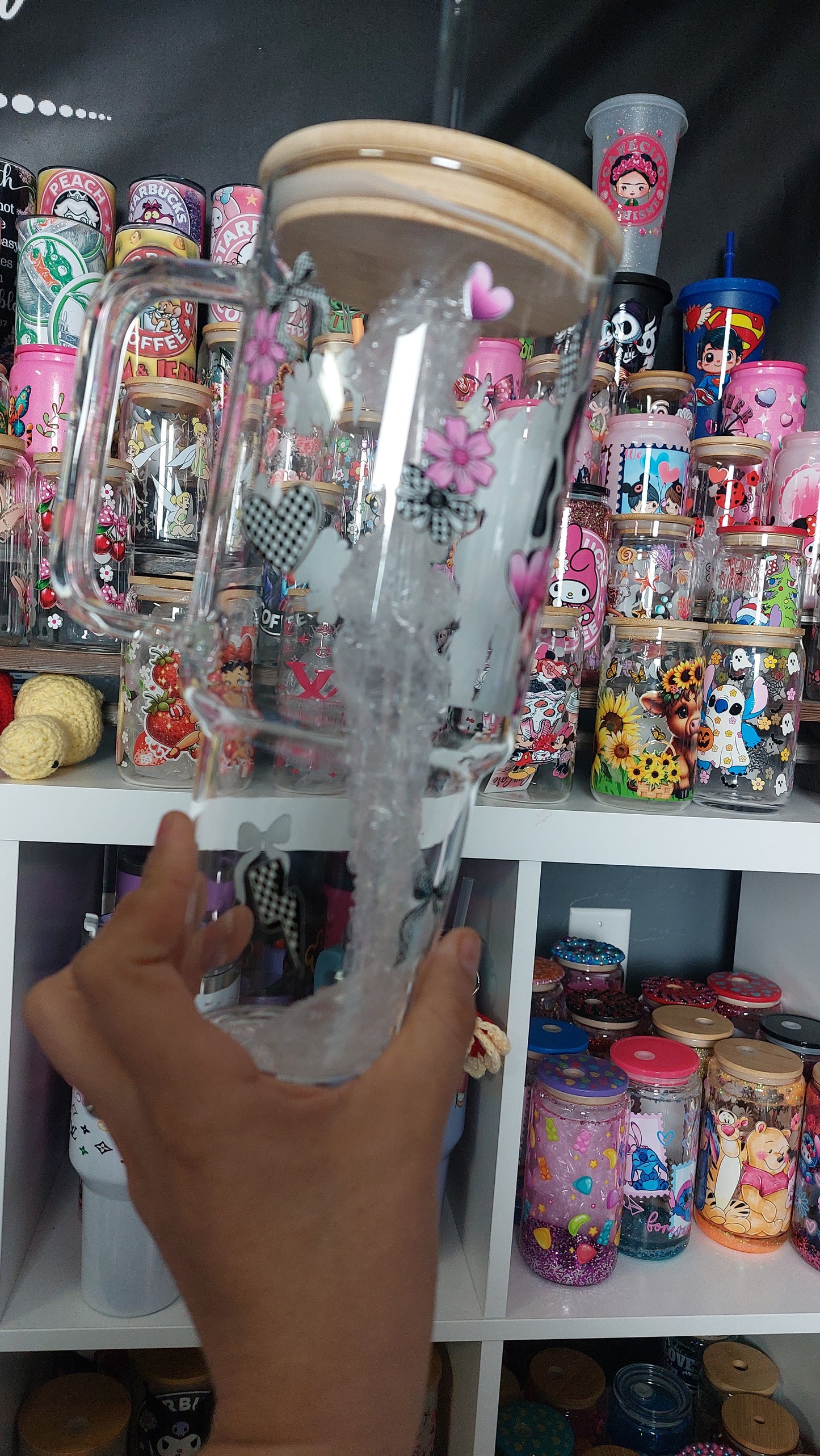 Cow 40oz GLASS TUMBLER WITH HANDLE