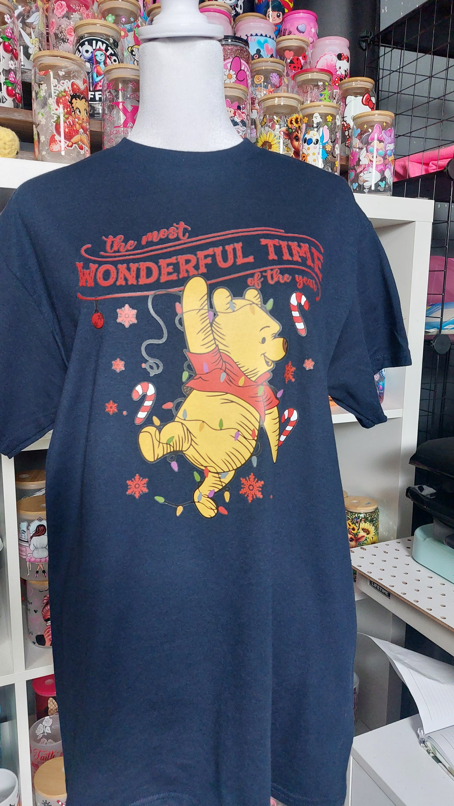 Christmas pooh crew neck t-shirt