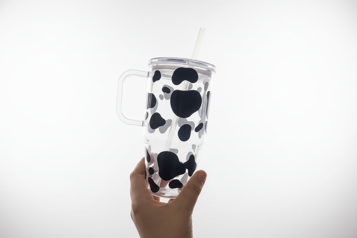 Cow kitty 20oz Plastic tumbler with handle