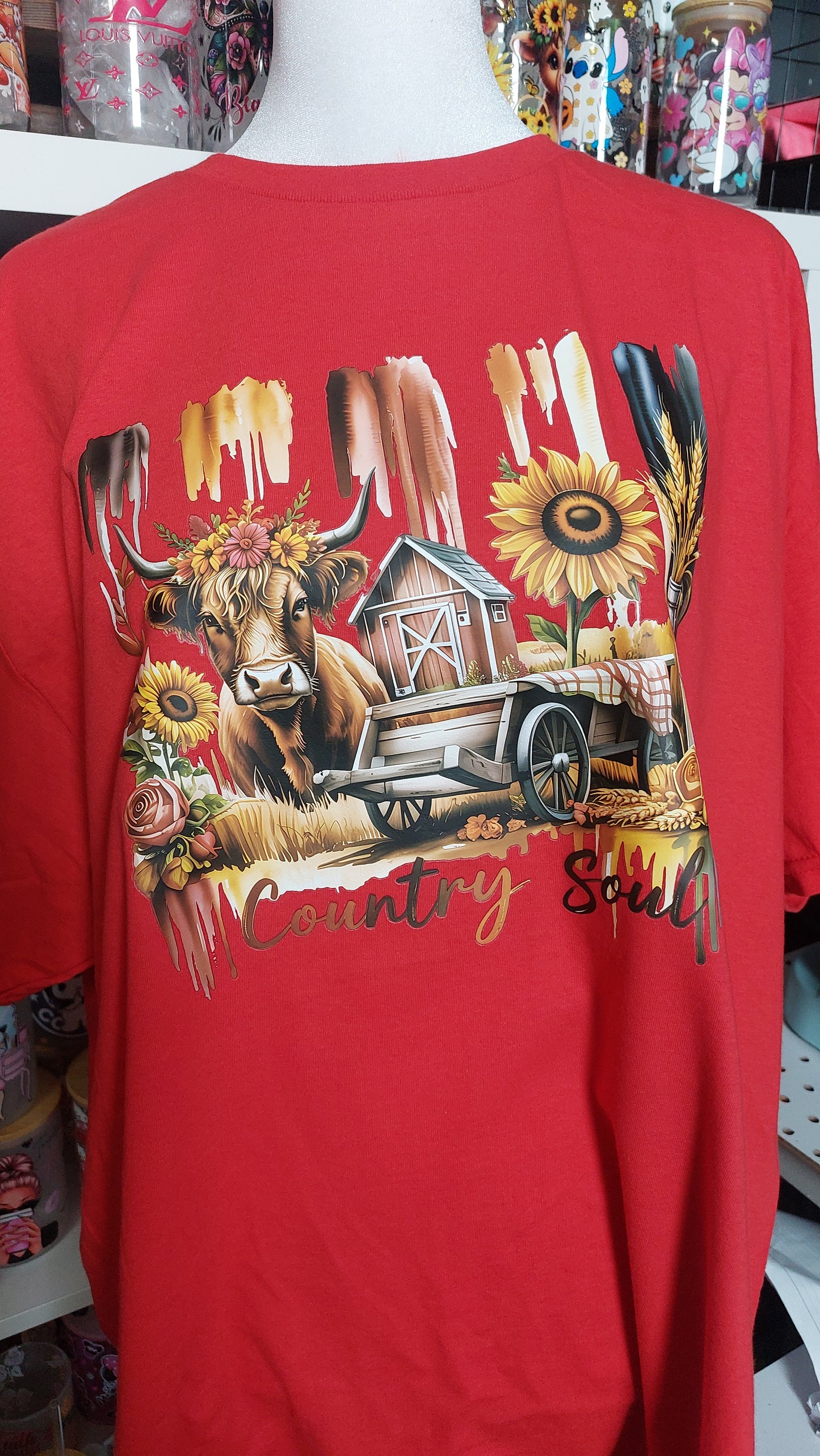 Country style crew neck t-shirt