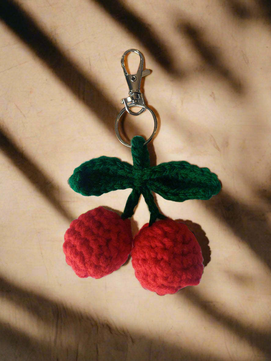 CROCHET Cherry handmade keychain
