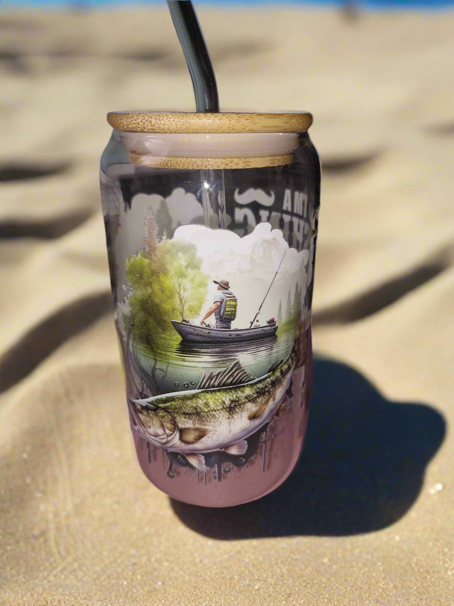 DAD FISHING glass tumbler 12OZ