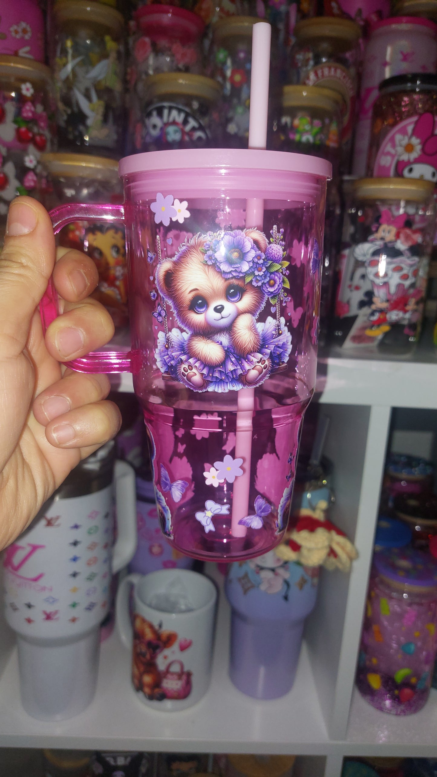 Teddy 20oz Plastic tumbler with handle
