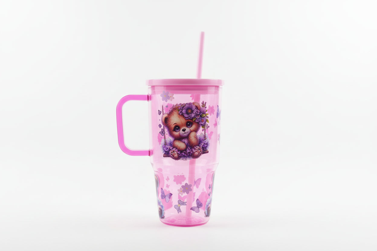 Teddy 20oz Plastic tumbler with handle