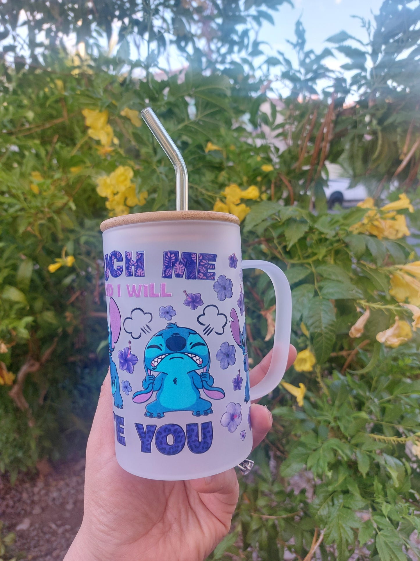 Blue friend mug 17oz with lid & straw