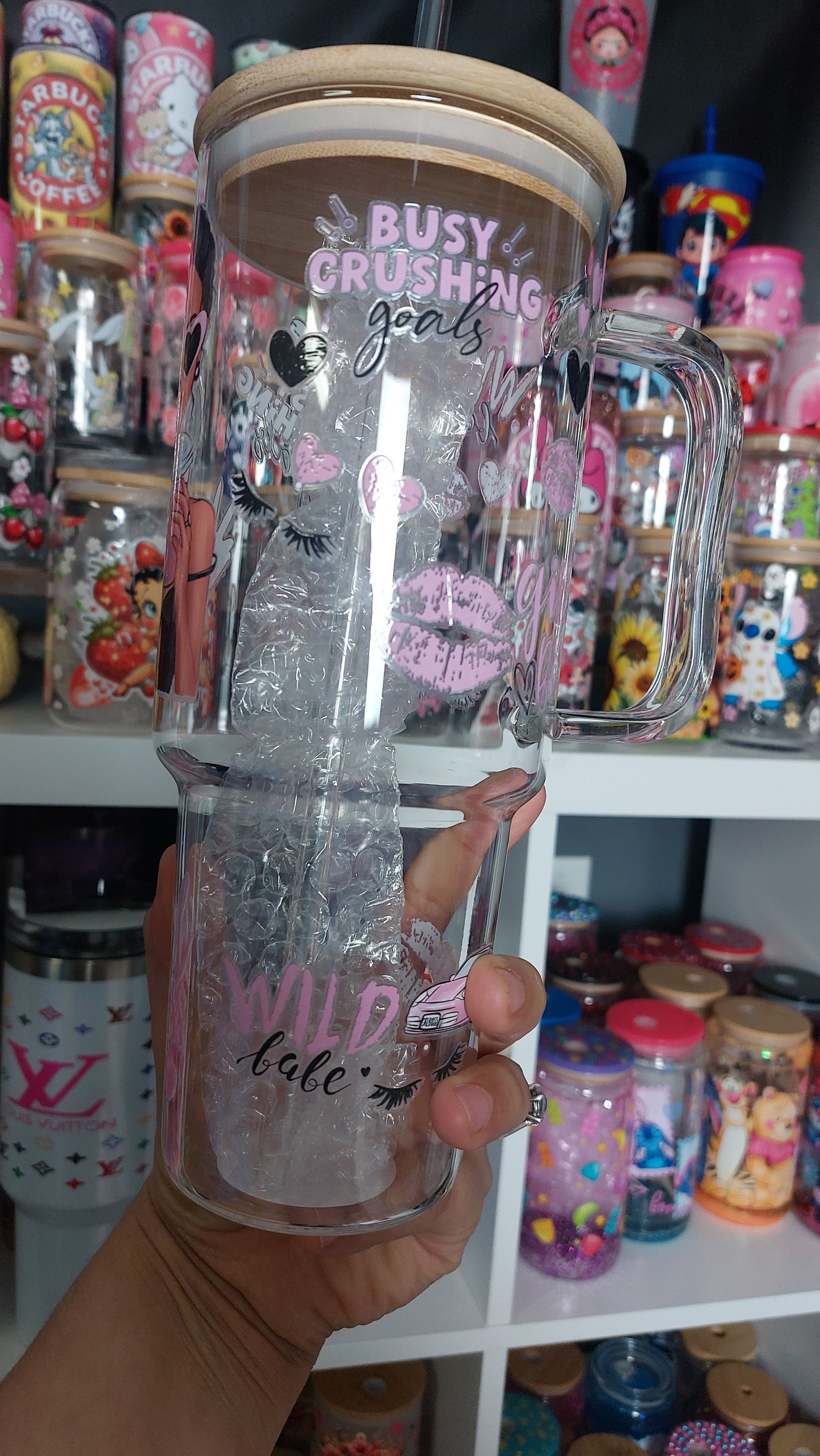 Boss lady 40oz GLASS TUMBLER WITH HANDLE