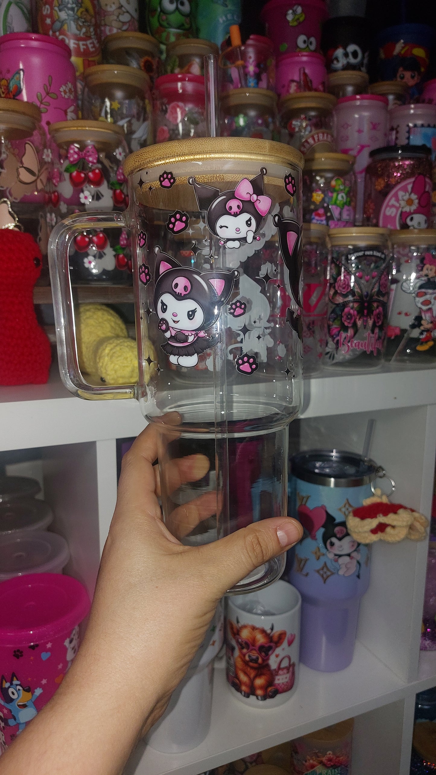 Koromiii 40oz GLASS TUMBLER WITH HANDLE