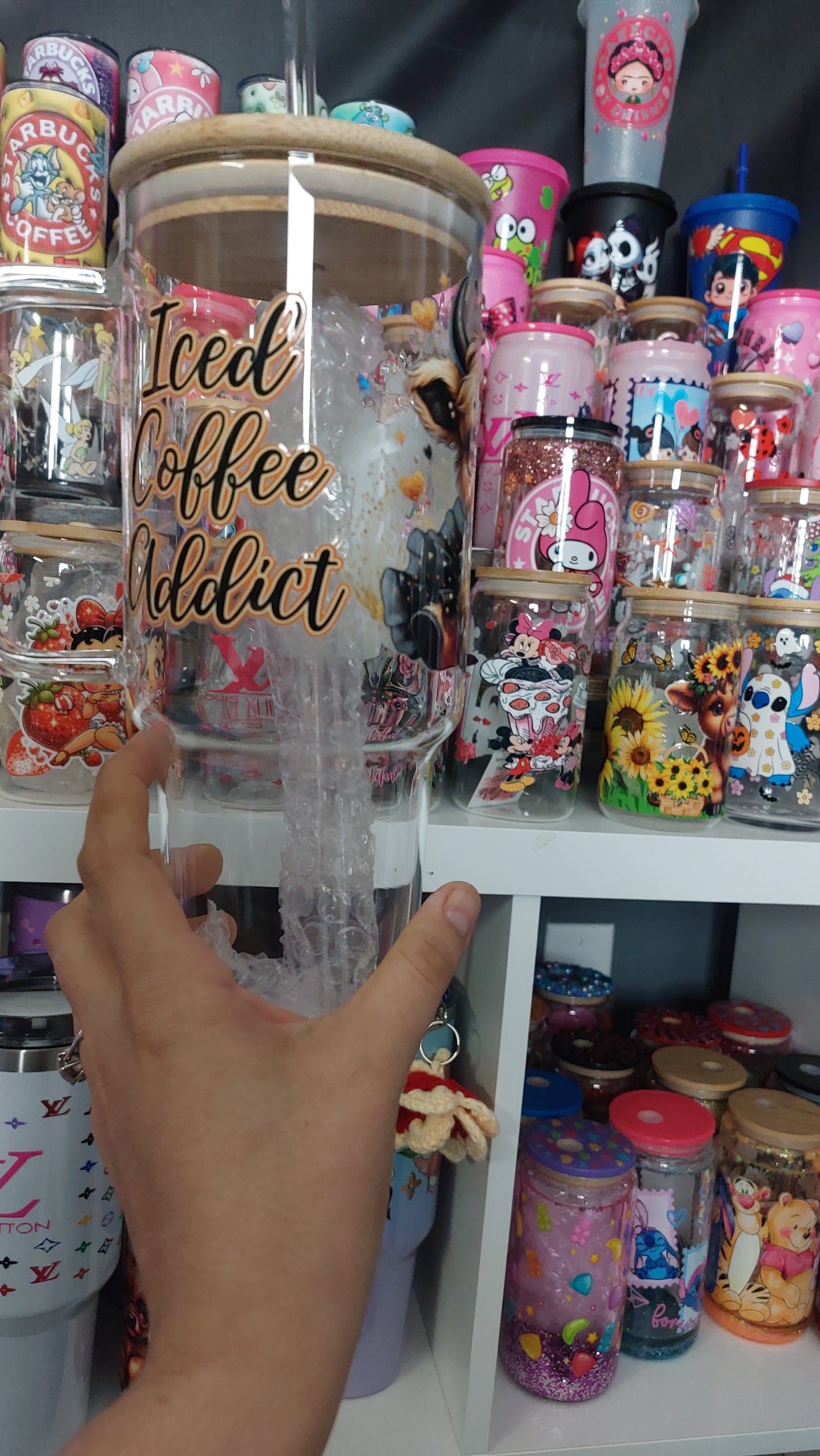 Cow 40oz GLASS TUMBLER WITH HANDLE