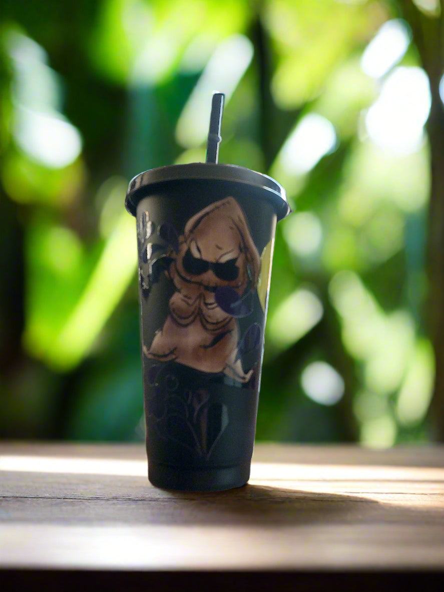Plastic Starbucks cup with straw jack & sally