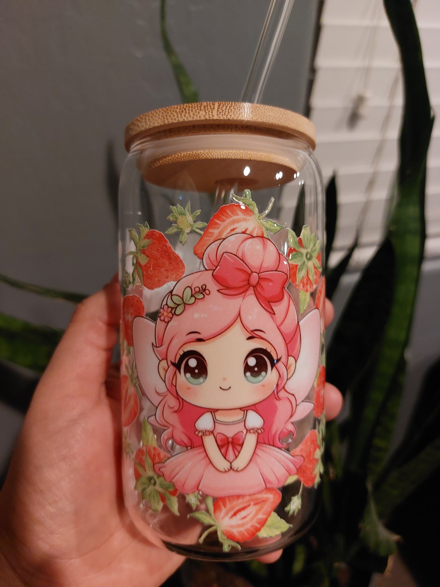 Strawberry cake doll Glass Tumbler 12oz