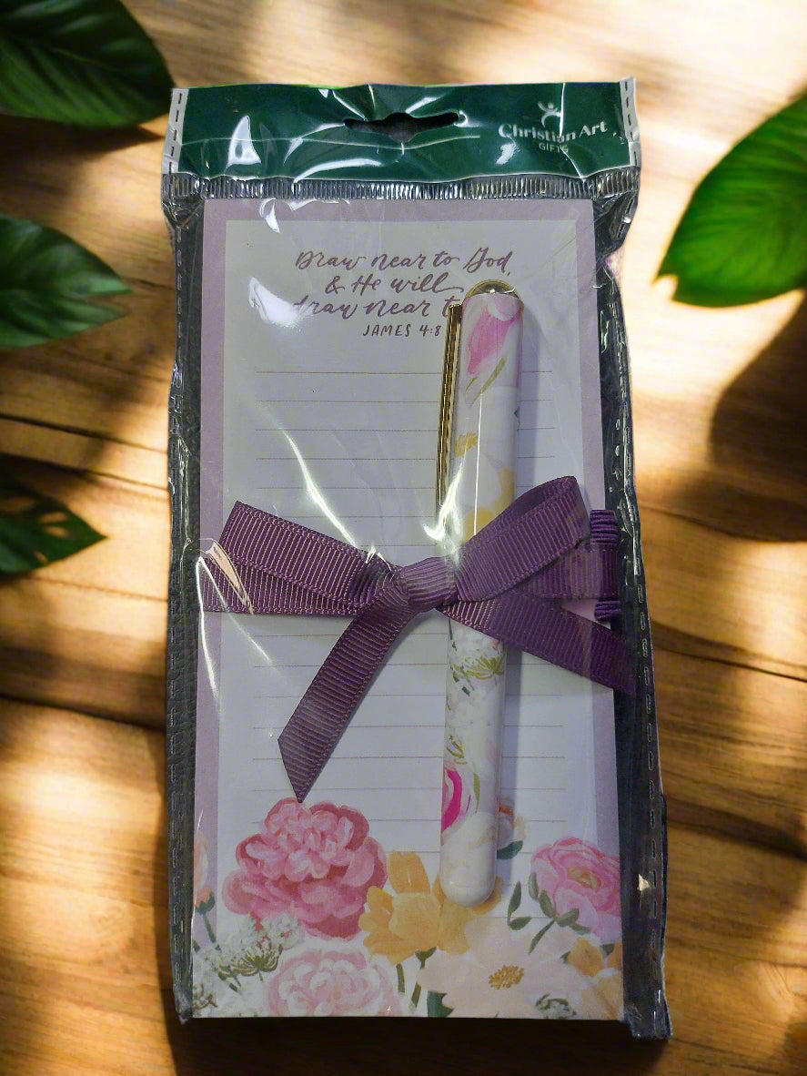 Magnetic Shopping List W/Pen Draw Near To God James 4:8