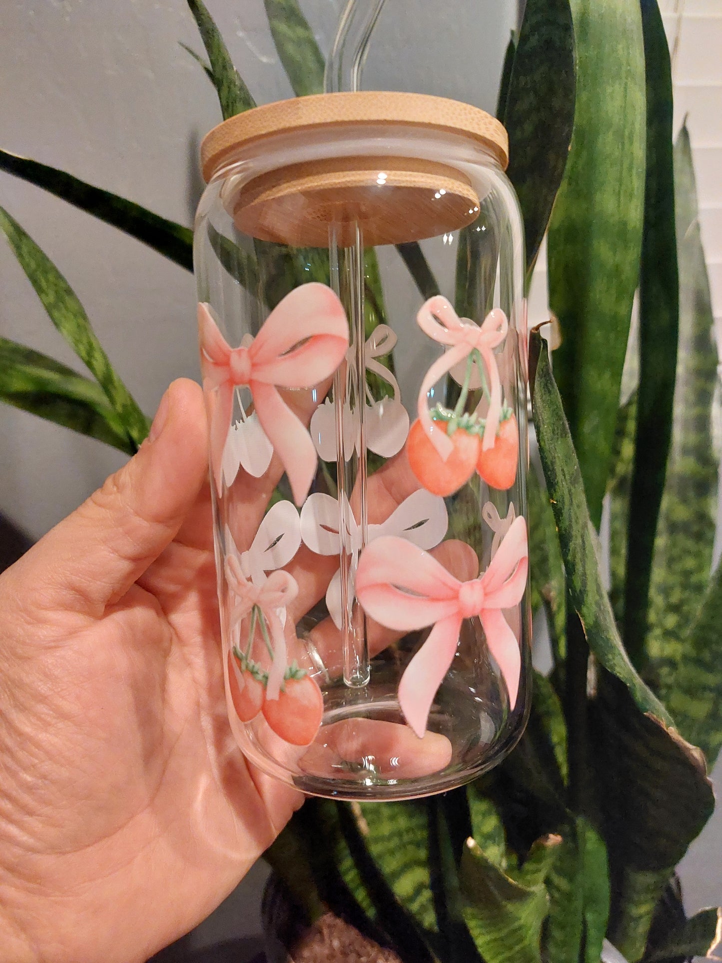 Bows & cherries Glass Tumbler 12oz