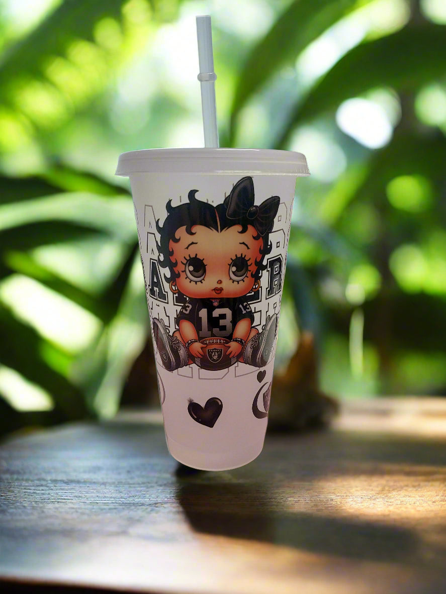 Plastic Starbucks cup with straw Betty football