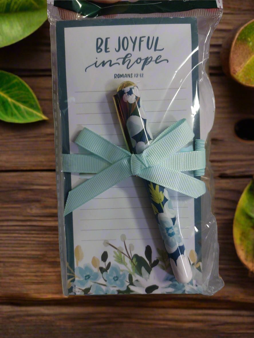 Magnetic Shopping List W/Pen Be Joyful in Hope Rom 12:12