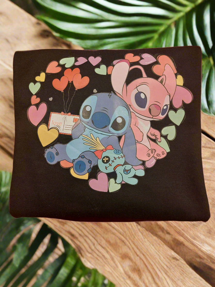 Stitch hearts CREW NECK READY TO GO SIZE LARGE