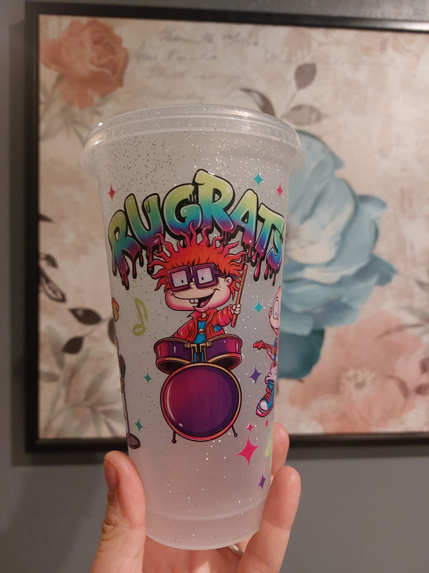 Plastic Starbucks cup with straw Rugrats