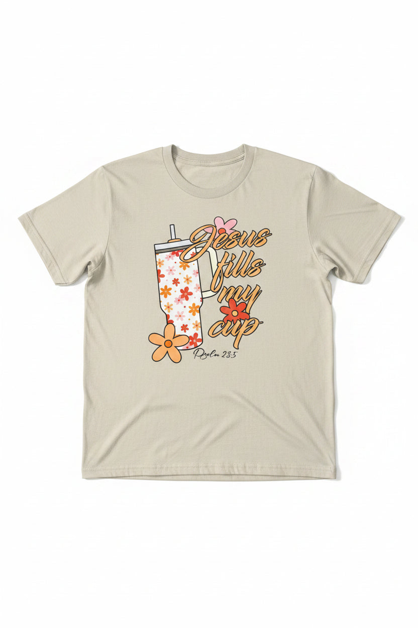 JESUS FILLS MY CUP CREW NECK T-SHIRT #3972