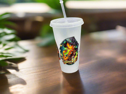 Plastic Starbucks cup with straw  3 Princess in 1 cup