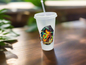 Plastic Starbucks cup with straw  3 Princess in 1 cup