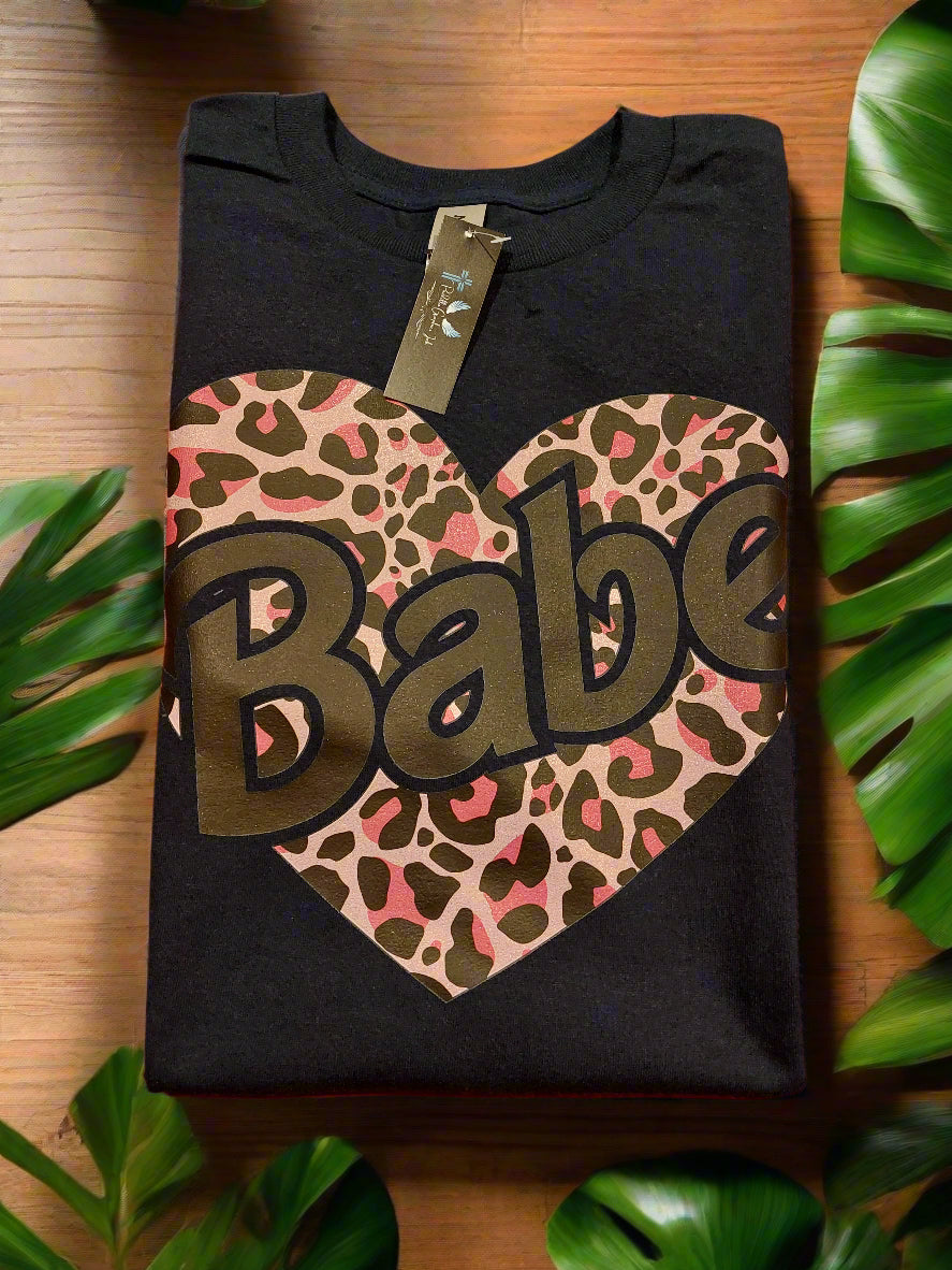 Babe heart crew neck t-shirt #3945