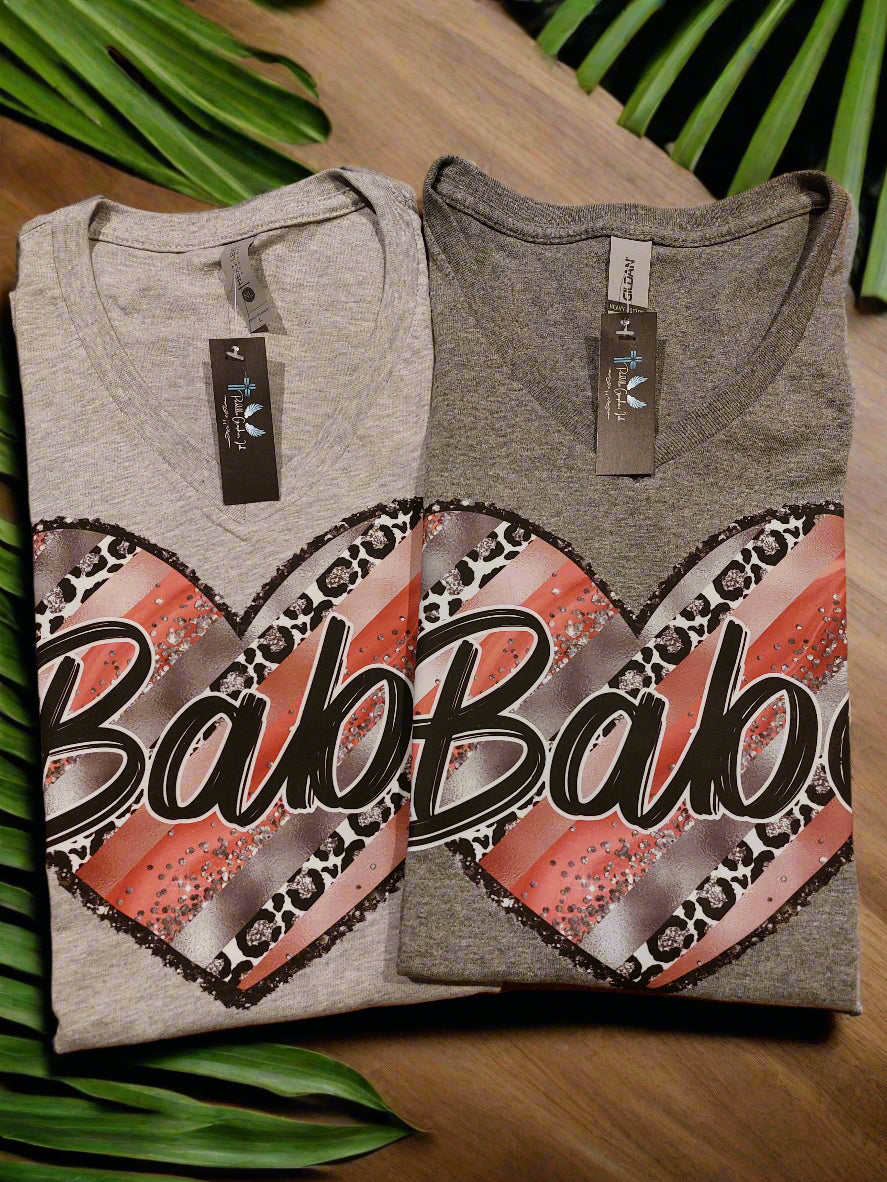 BABE HEART V-neck T-shirt