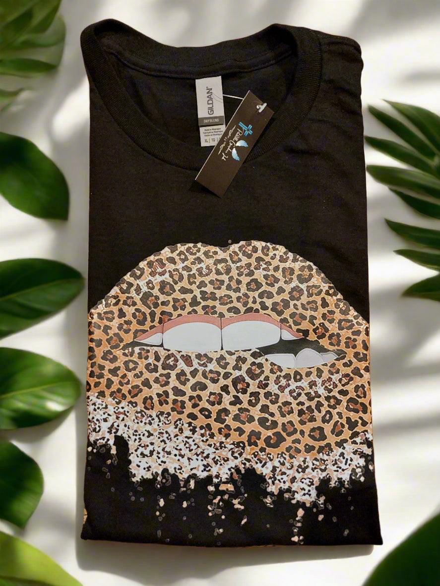 Leopard Lip Crew Neck T-shirt #3965