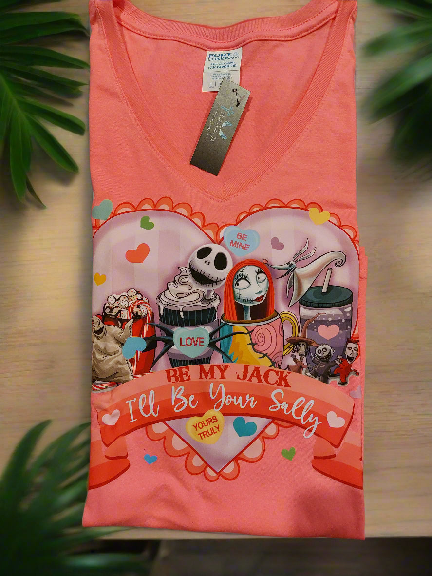 JACK & SALLY LOVE  V-neck T-shirt #3957