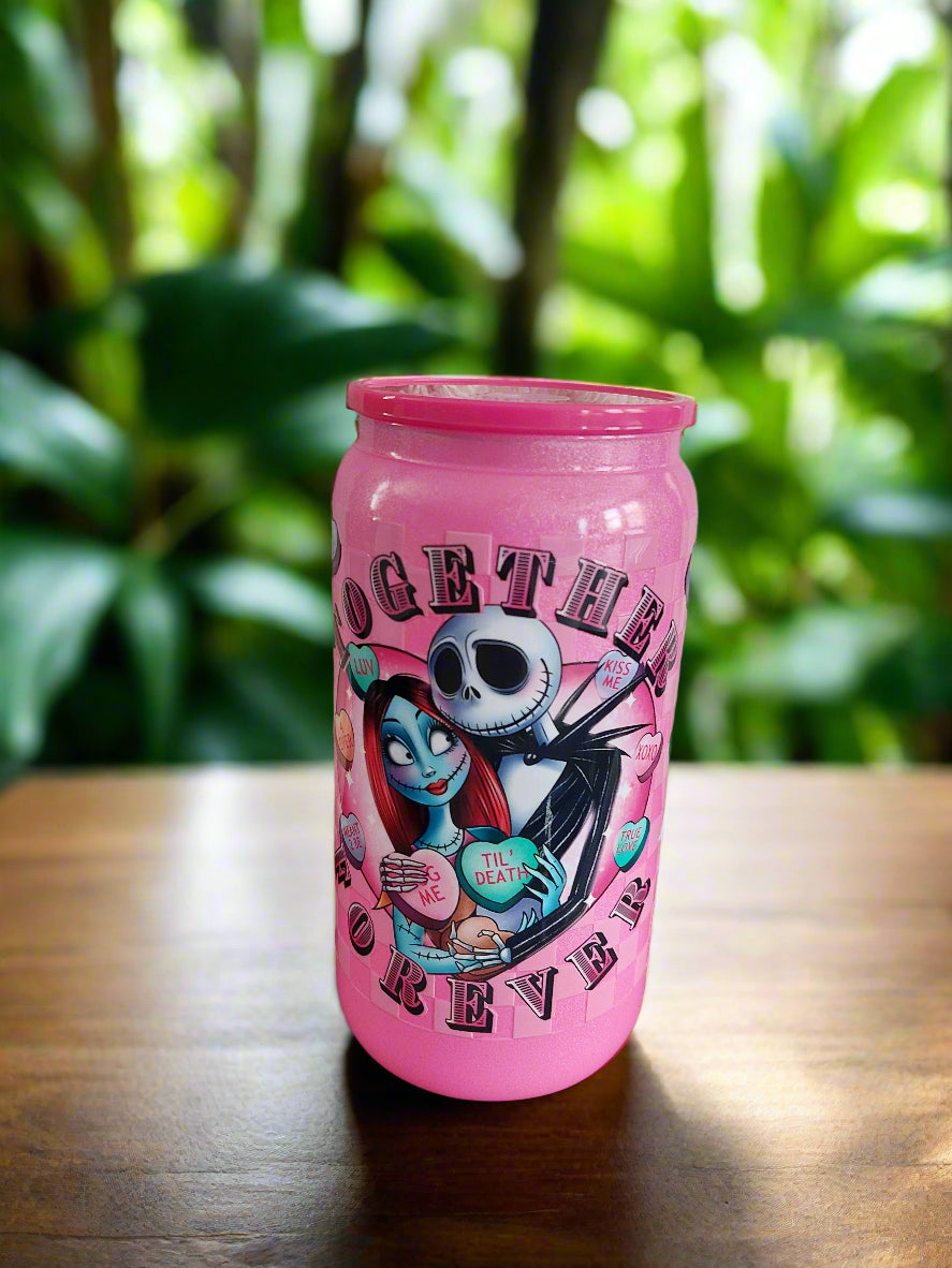 JACK & SALLY LOVE GLASS SHIMMER TUMBLER