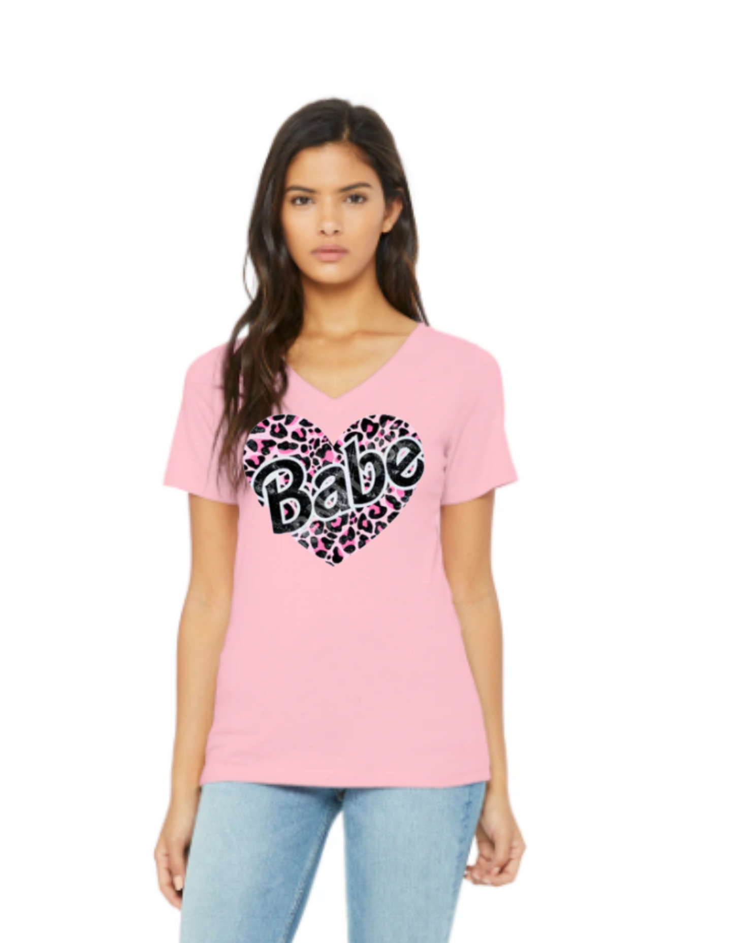 "Babe" Heart & Leopard Print T-Shirt