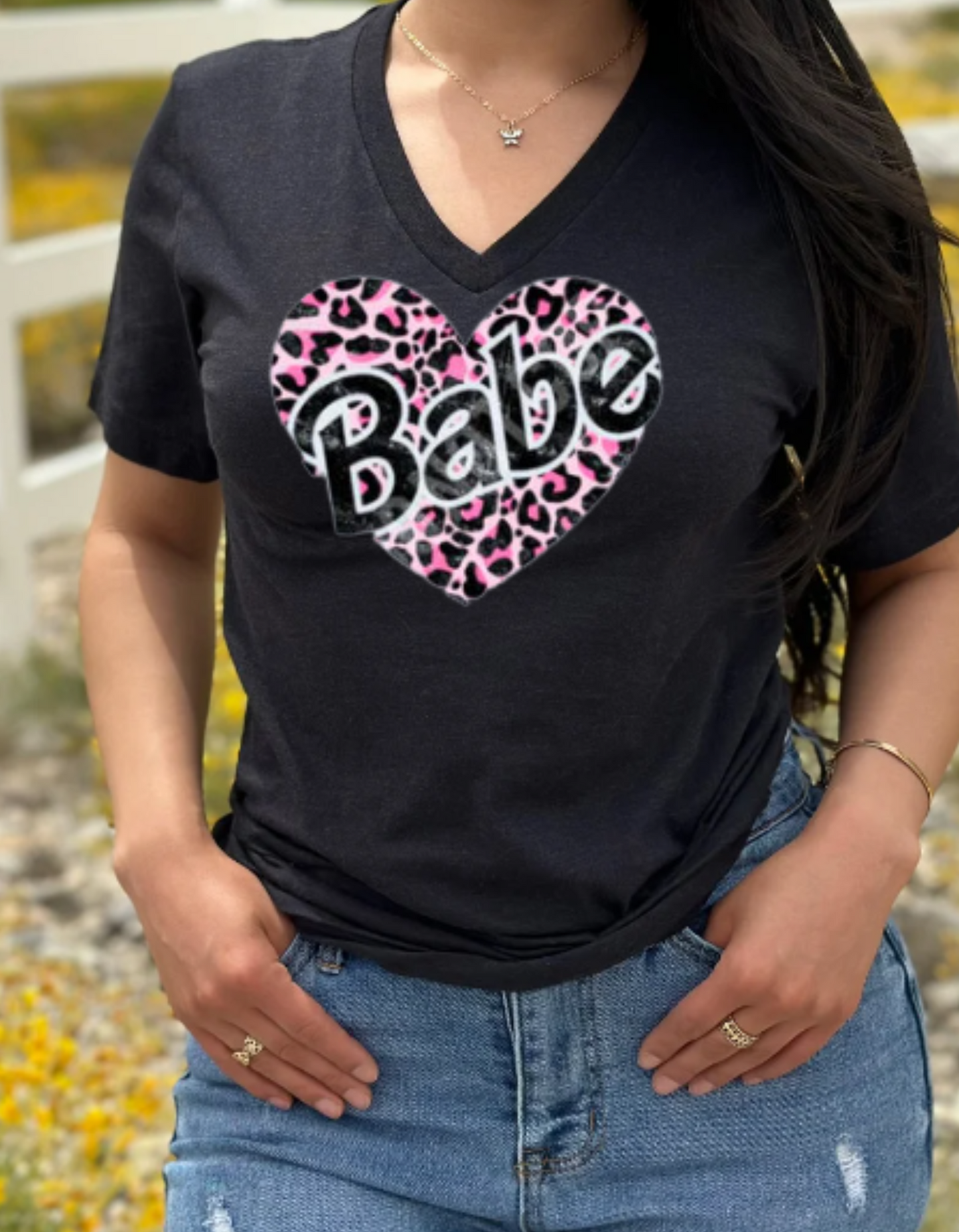 "Babe" Heart & Leopard Print T-Shirt