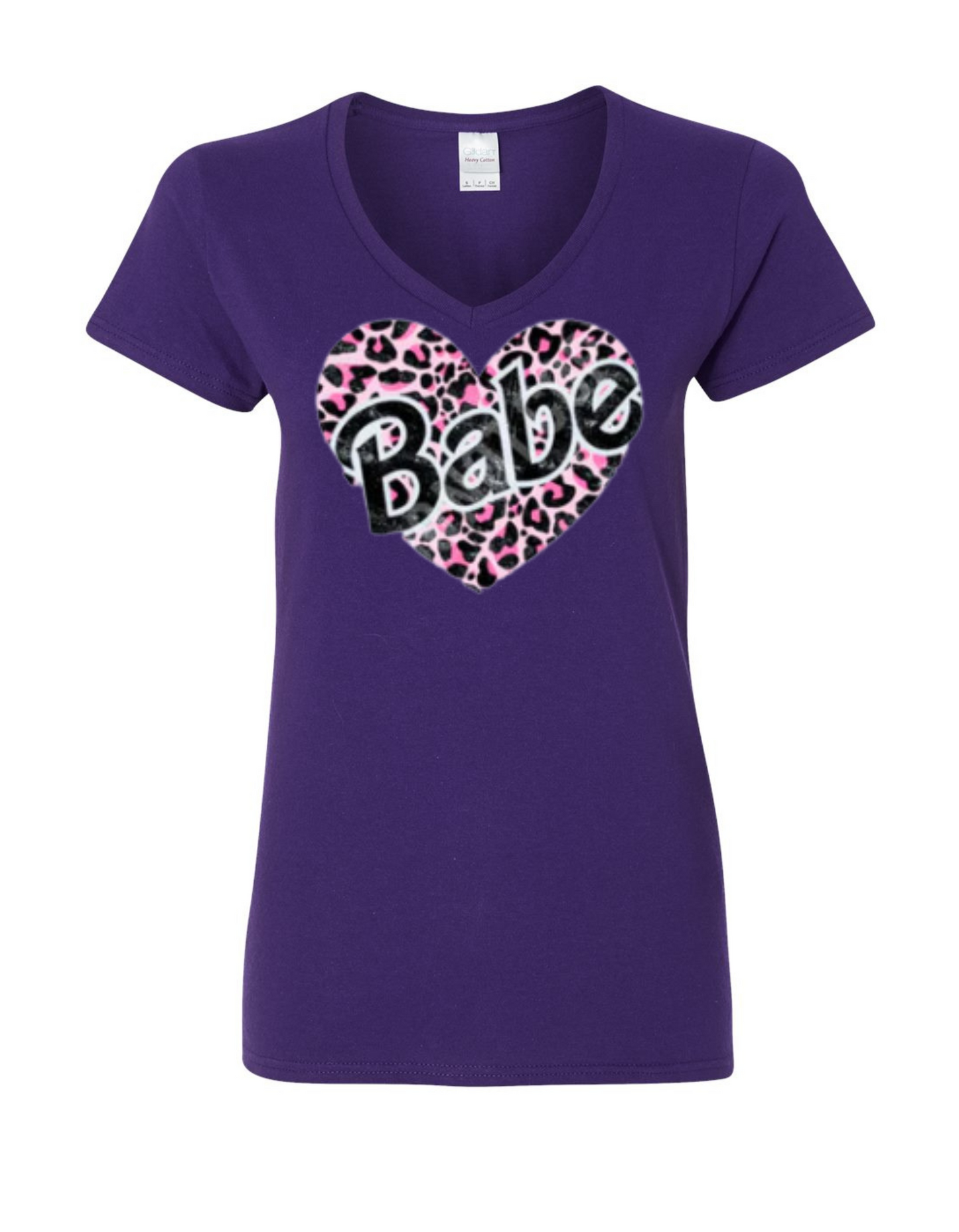 "Babe" Heart & Leopard Print T-Shirt