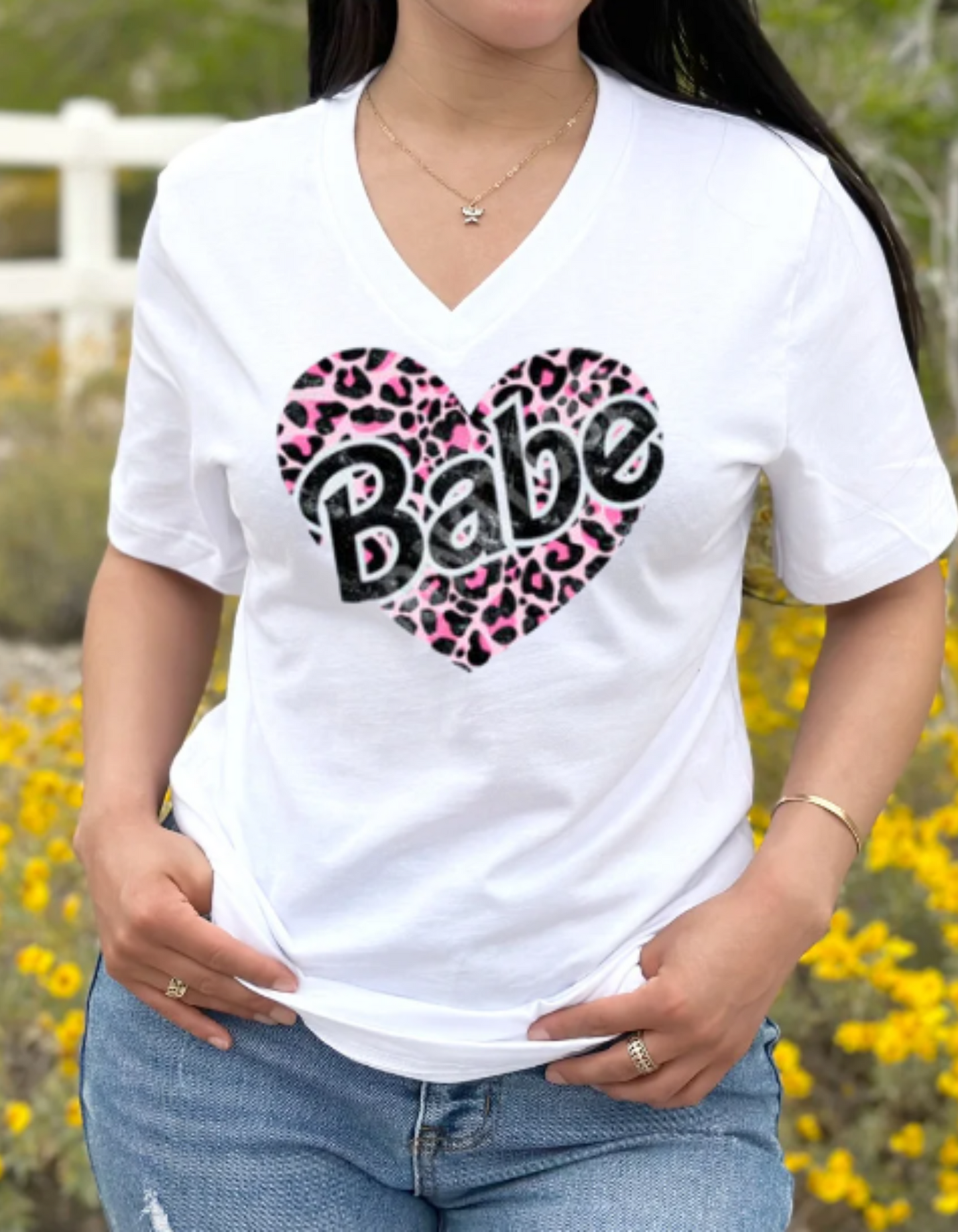 "Babe" Heart & Leopard Print T-Shirt