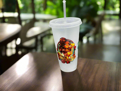 Plastic Starbucks cup with straw  3 Princess in 1 cup