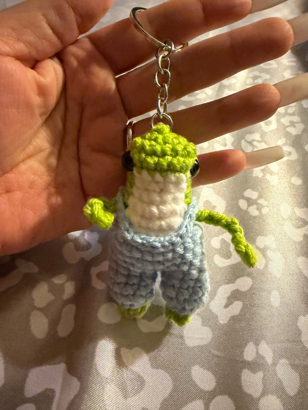 Froggy boy handmade  crochet keychain