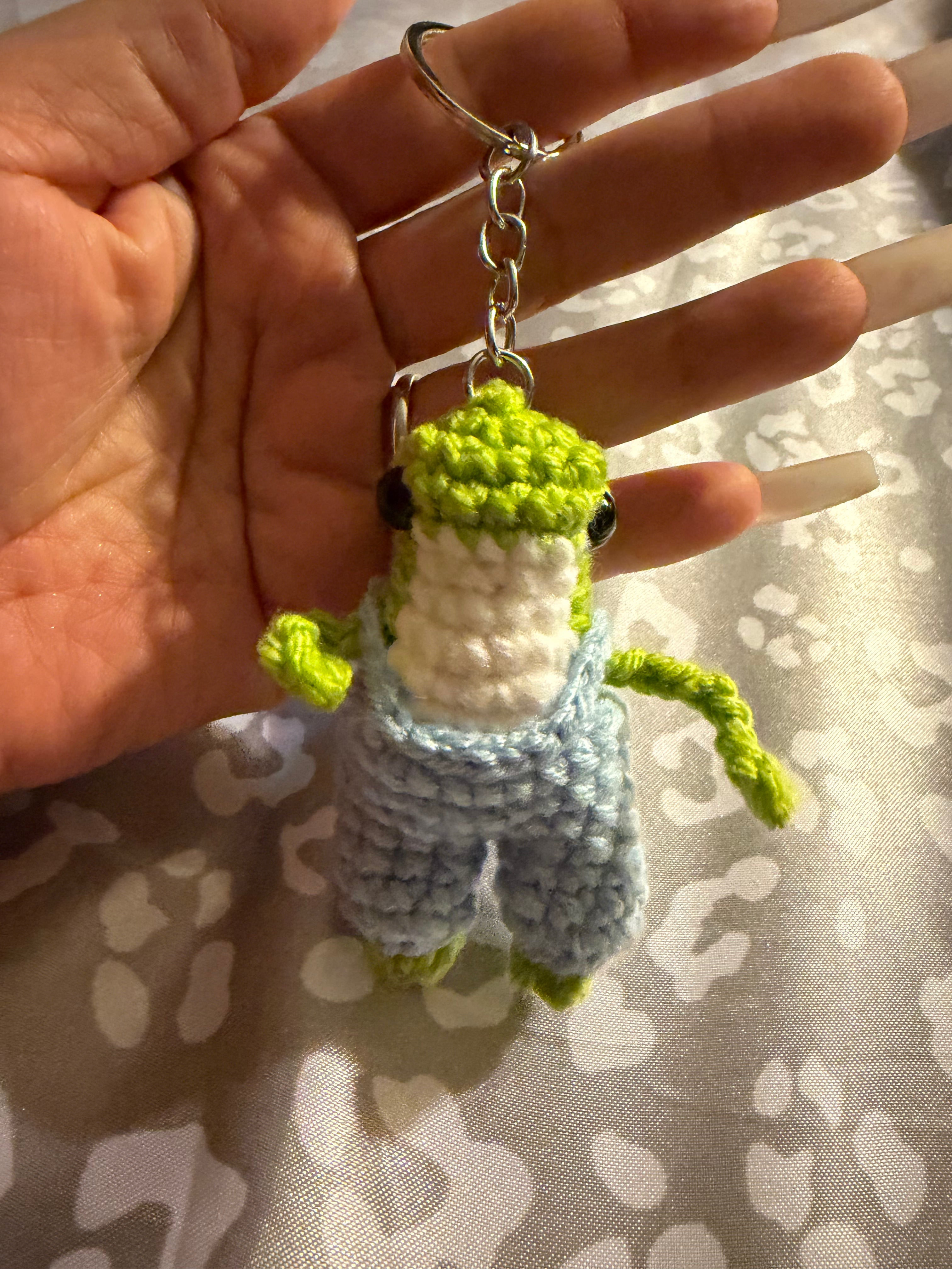 Froggy boy handmade  crochet keychain