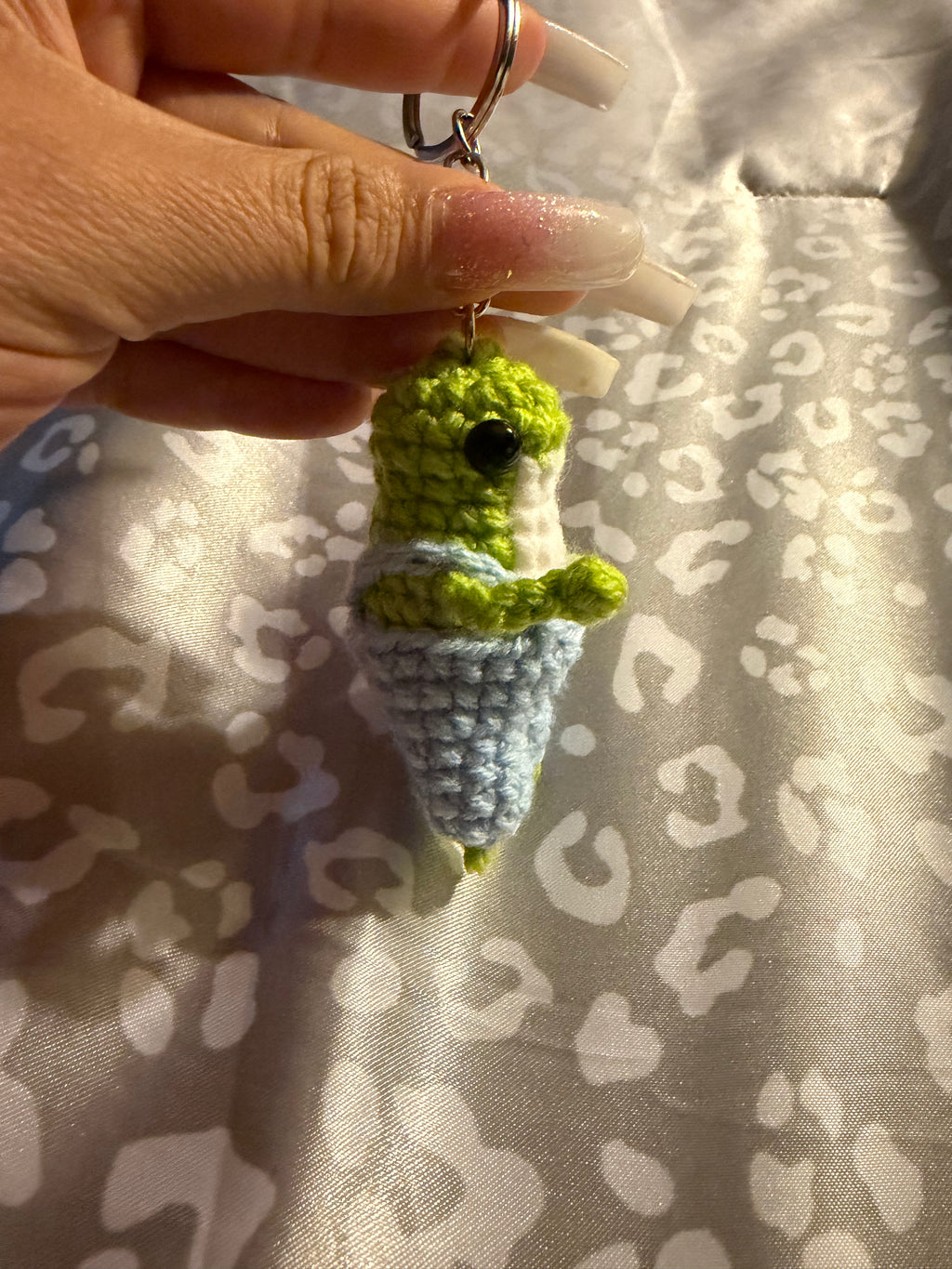 Froggy boy handmade  crochet keychain