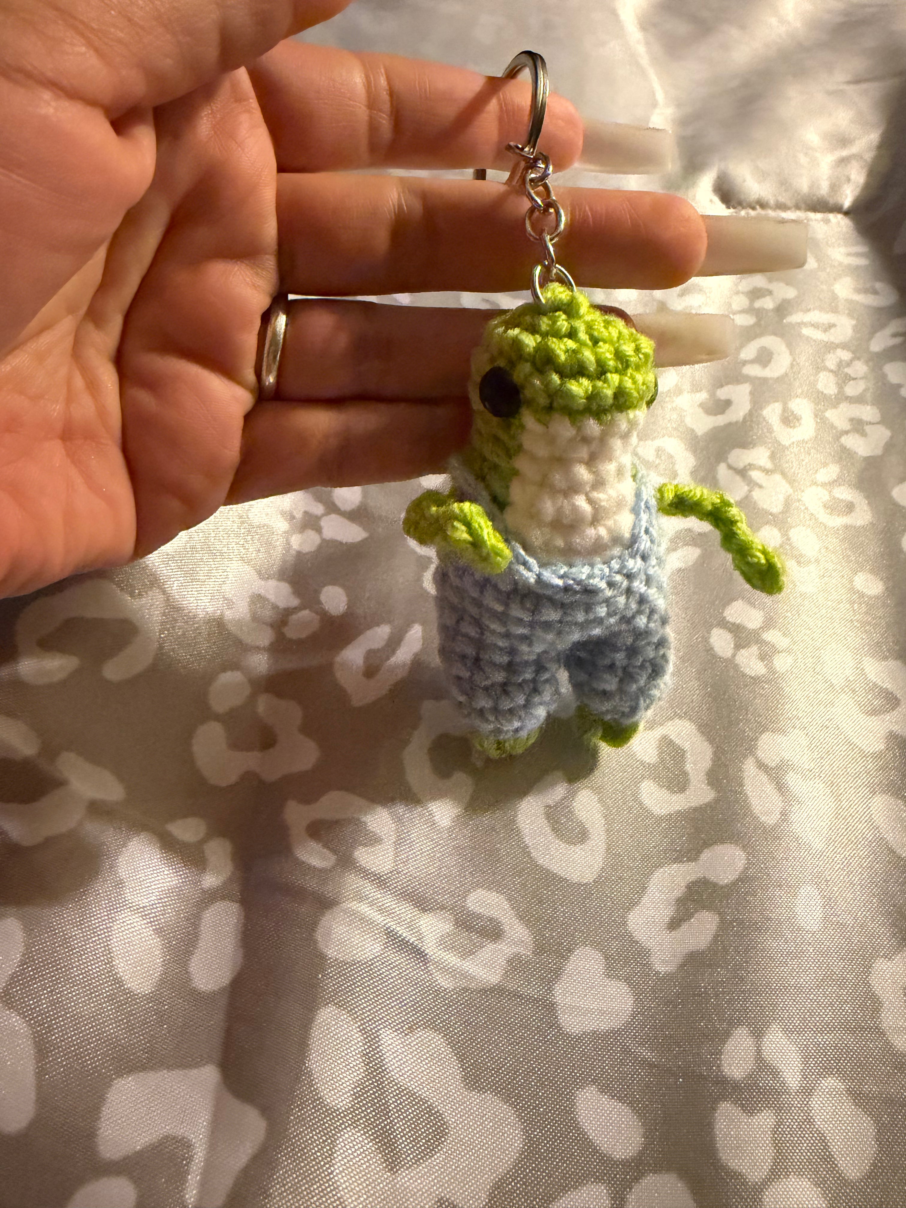 Froggy boy handmade  crochet keychain