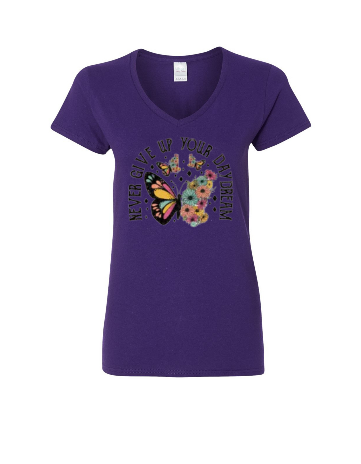 "Never Give Up Your Daydream" Butterfly Print T-Shirt