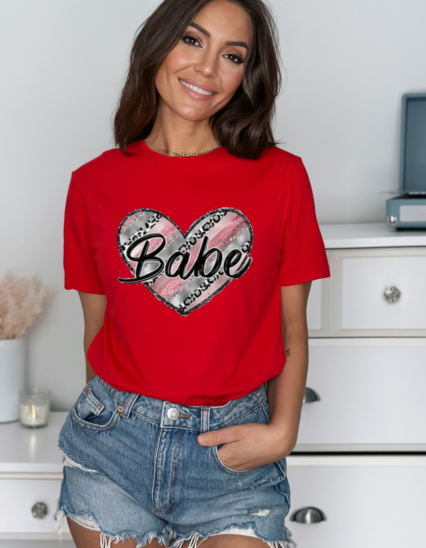 "Babe" Heart Print T-Shirt