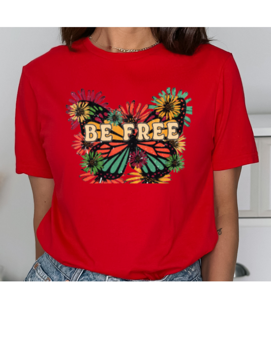 "Be Free" Butterfly Print T-Shirt